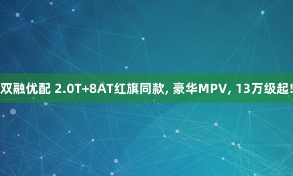 双融优配 2.0T+8AT红旗同款, 豪华MPV, 13万级起!