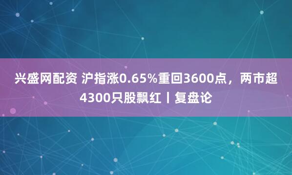 兴盛网配资 沪指涨0.65%重回3600点，两市超4300只股飘红丨复盘论